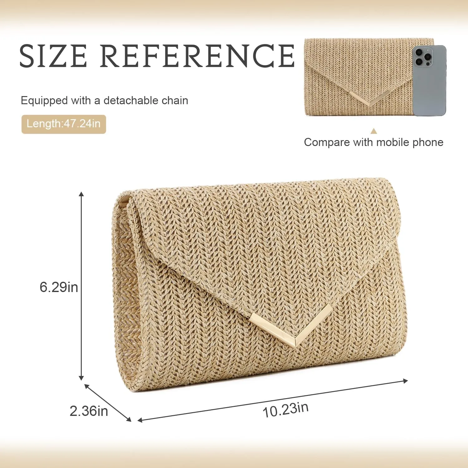 Women Straw Clutch Purse Summer Evening Bag Rattan Clutch Woven Beach Handbag Wedding Travel Party Clutch