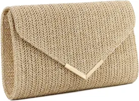 Women Straw Clutch Purse Summer Evening Bag Rattan Clutch Woven Beach Handbag Wedding Travel Party Clutch