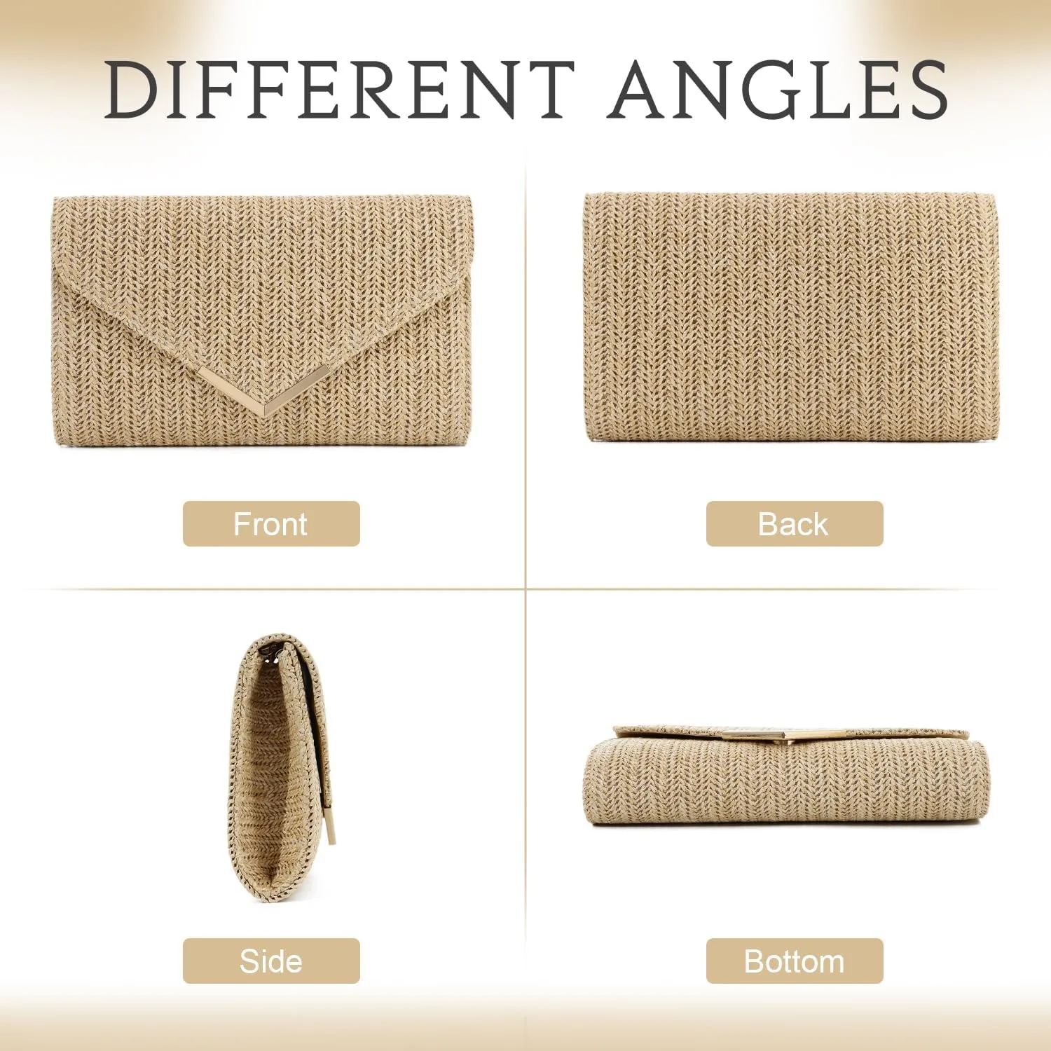 Women Straw Clutch Purse Summer Evening Bag Rattan Clutch Woven Beach Handbag Wedding Travel Party Clutch