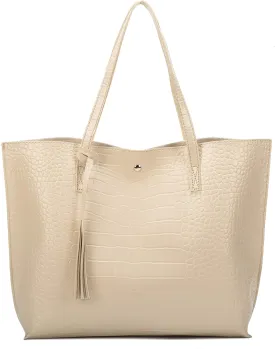 Women Tote Bags Top Handle Satchel Handbags PU Faux Leather Tote Bag with Tassel Shoulder Purse