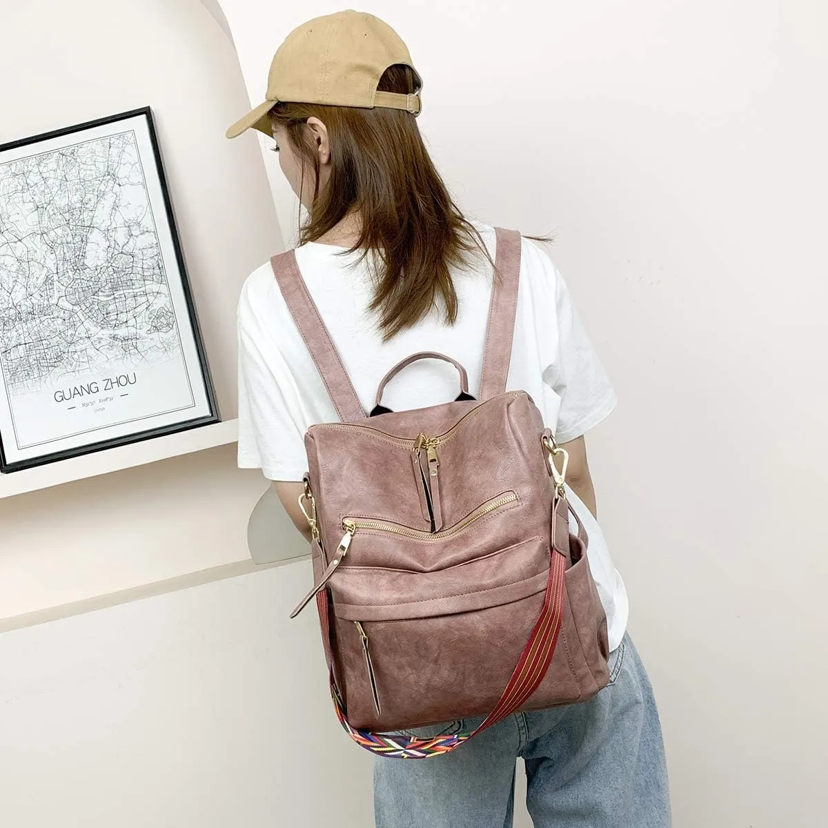 Women's Fashion Backpack Purse Multipurpose Design Convertible Satchel Handbags Shoulder Bag Travel bag