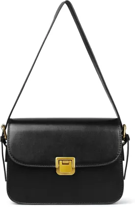 Women's Shoulder Bag Messenger Handbag Preppy Style Female Crossbody Bag Retro Purse Designer Briefcase (Black)