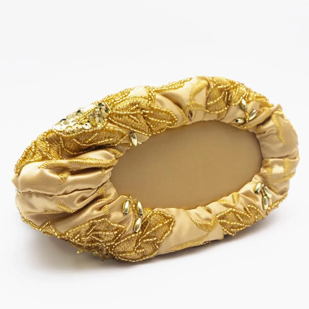Women's Vintage Beaded Sequin Flower Evening Handbags Wedding Clutches Prom Cocktail Party Handbags