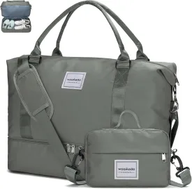 WOOMADA Weekender Bag for Women,Travel Carry On Bag with Shoe Compartment, Hospital Mom Bag for Labor and Delivery, Overnight Travel Duffle Bag with Toiletry Bag(army green)