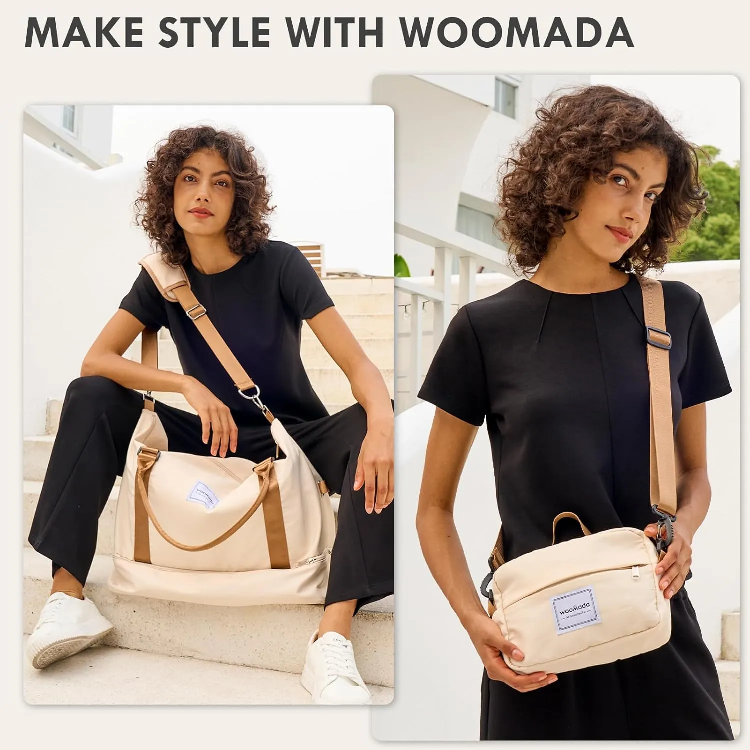 WOOMADA Weekender Bag for Women,Travel Carry On Bag with Shoe Compartment, Hospital Mom Bag for Labor and Delivery, Overnight Travel Duffle Bag with Toiletry Bag(black leopard)