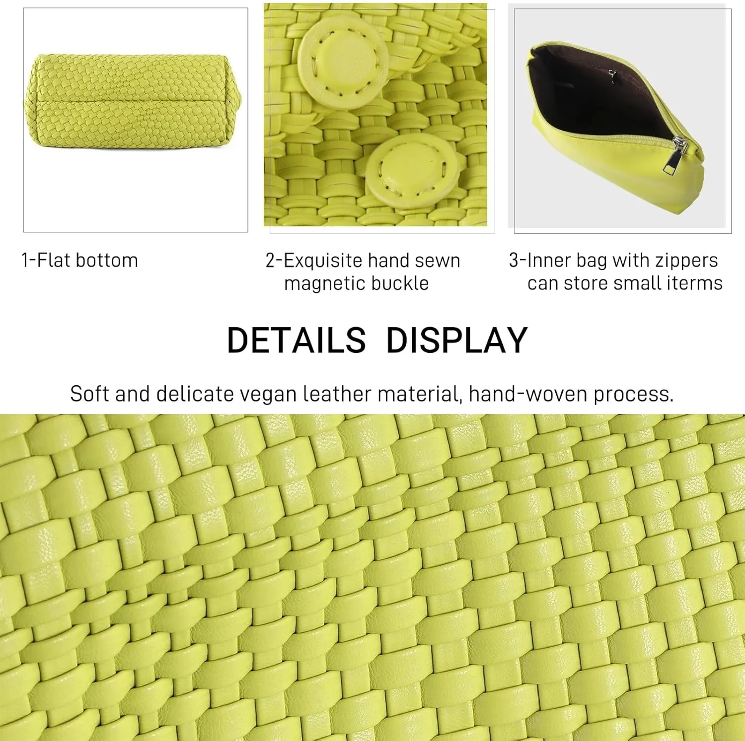 Woven Bag for WomenVegan Leather Handwoven Tote Bags with Purse Shopper Bag Large Shoulder bag